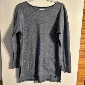 100% Cotton UGG Luella Tunic Top Heathered Blue Long Sleeve Pockets Women Small